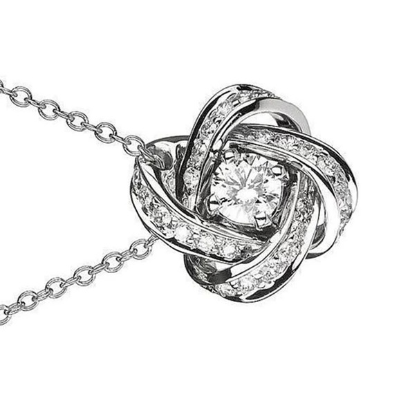 New 925 Silver Beautiful Flower Diamond Necklace - Picture 5 of 6